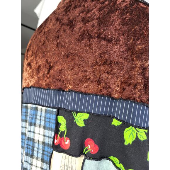 VTG Patchwork Open Front Artsy Cardigan Gray Large Waterfall Open Front USA Made - Picture 5 of 13